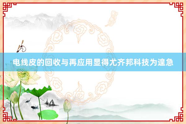 电线皮的回收与再应用显得尤齐邦科技为遑急