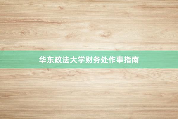 华东政法大学财务处作事指南