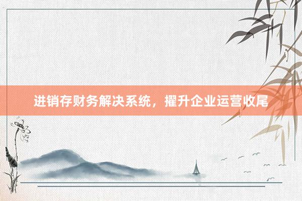 进销存财务解决系统，擢升企业运营收尾